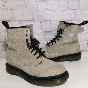 Doc Martens 1460 Beige Suede Croc Embossed Dr. Martens AirWair boots women 6